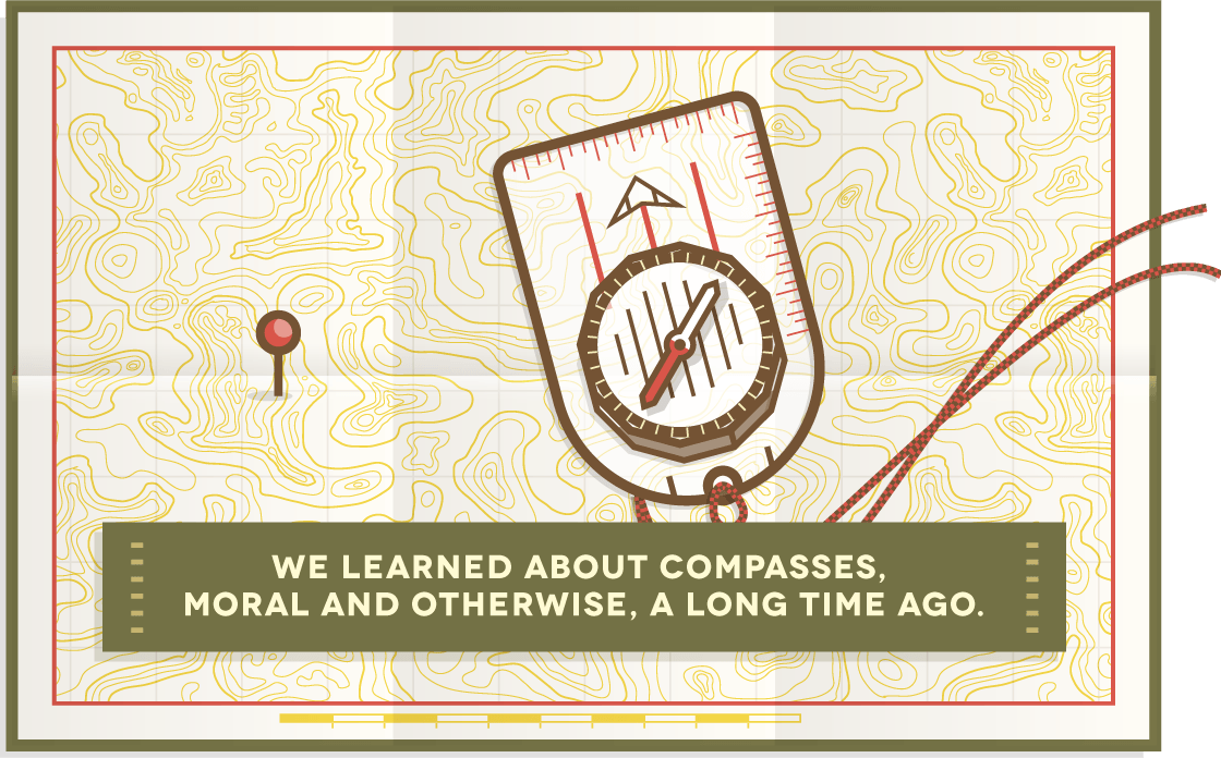 We learned about compasses, moral and otherwise, a long time ago.